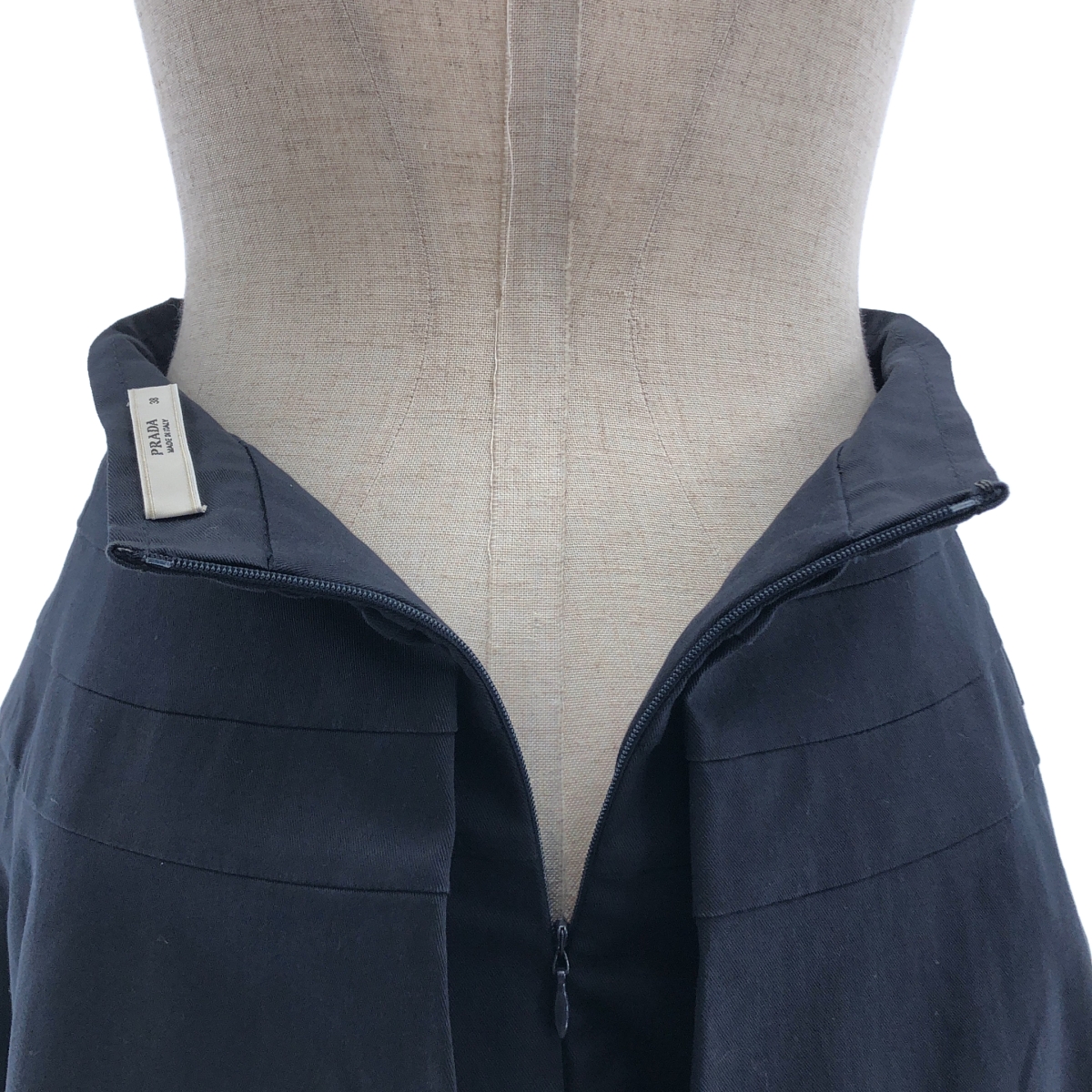 PRADA / プラダ タック ウエストライン 裾ステッチ ロングスカート