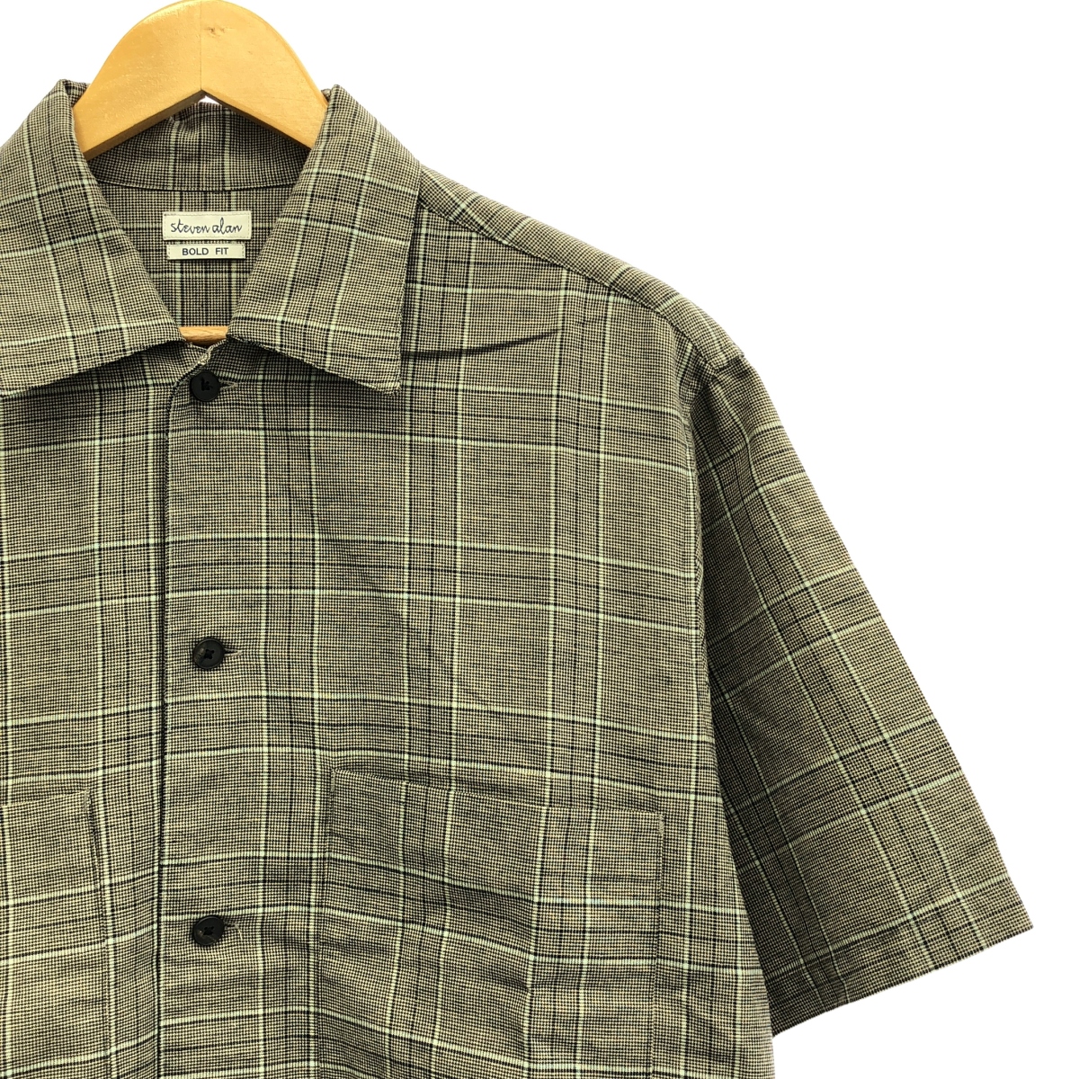 steven alan / スティーブンアラン DMP CHECK CAMP COLLAR SHIRT-BOLD レーヨンリネン 半袖 チェック シャツ