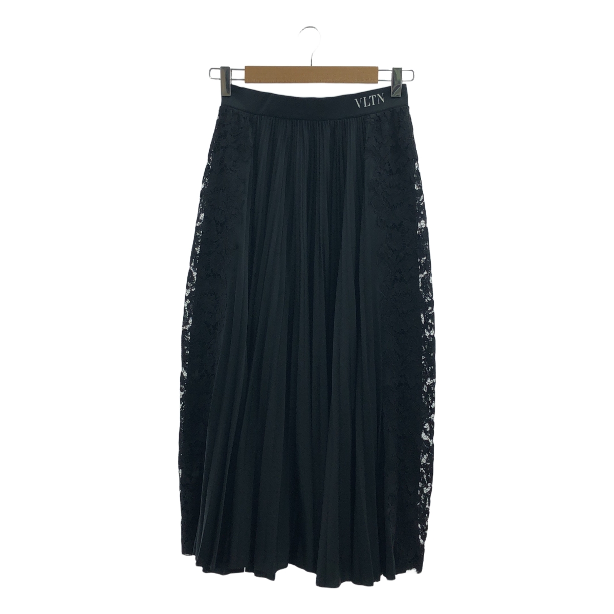 VALENTINO / ヴァレンティノ ワンポイント ロゴ サイドレース プリーツ スカート