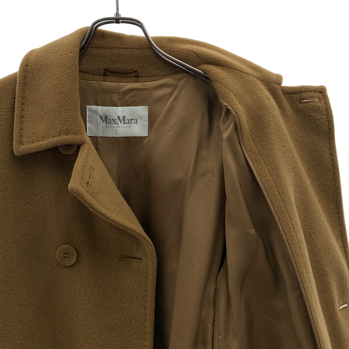 Max Mara / マックスマーラ カシミヤ混 ウール ロゴ裏地 ロングコート