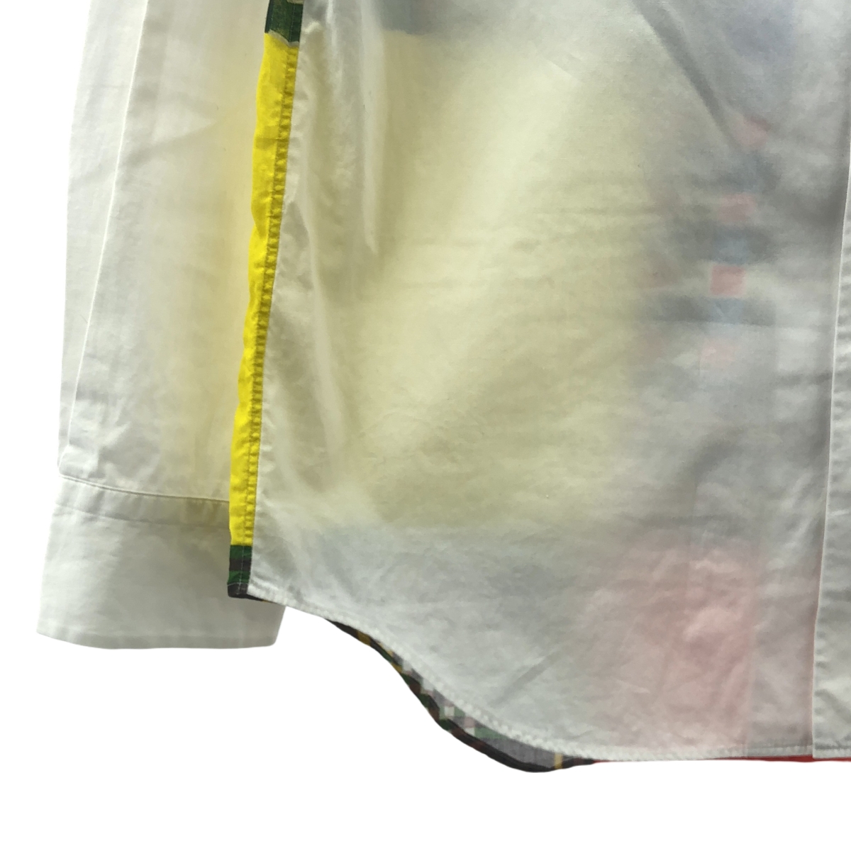 tricot COMME des GARCONS / トリココムデギャルソン 異素材 切替 丸襟 パッチワーク シャツ ブラウス