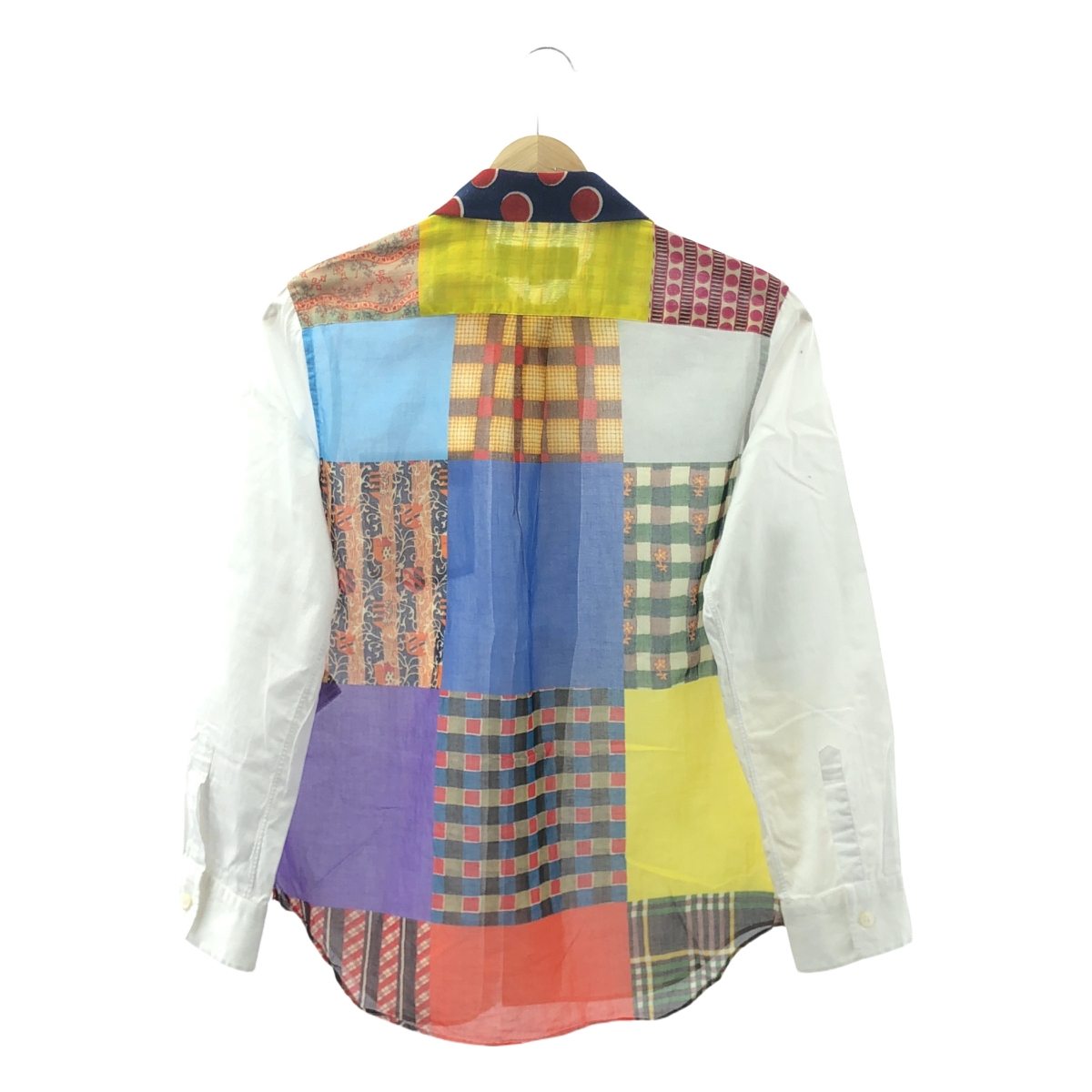 tricot COMME des GARCONS / トリココムデギャルソン 異素材 切替 丸襟 パッチワーク シャツ ブラウス