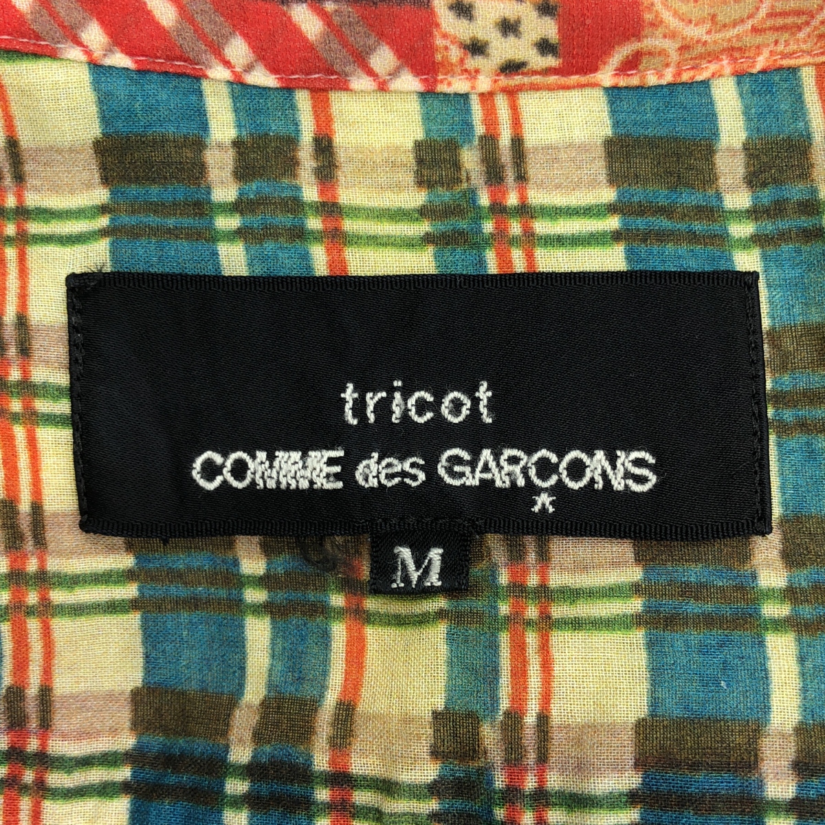 tricot COMME des GARCONS / トリココムデギャルソン 異素材 切替 丸襟 パッチワーク シャツ ブラウス