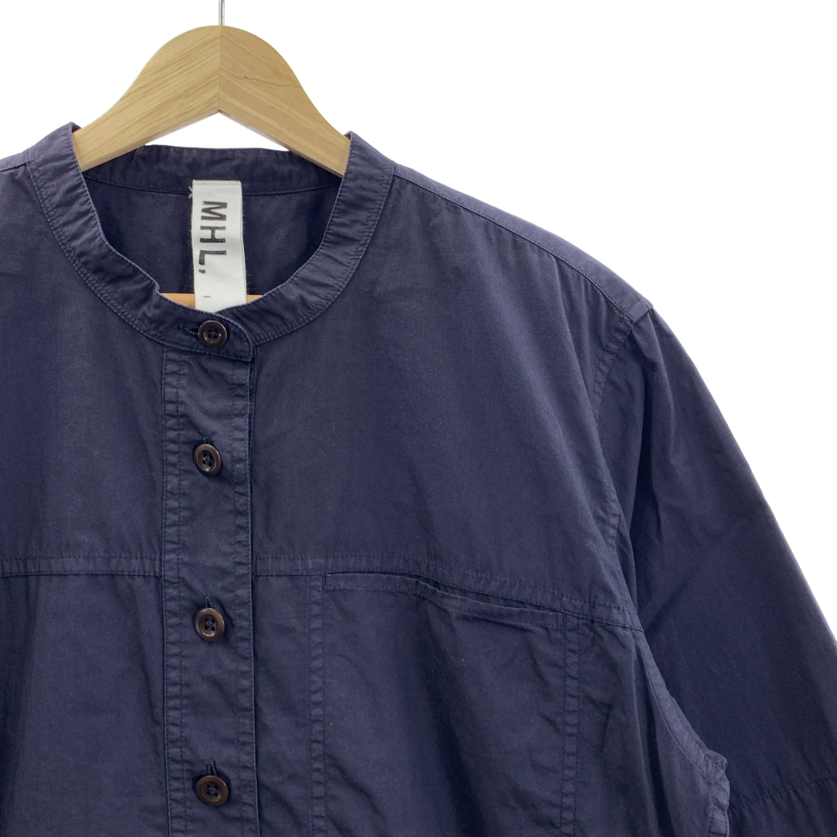 MHL. / エムエイチエルマーガレットハウエル コットン バンドカラー プルオーバーシャツ