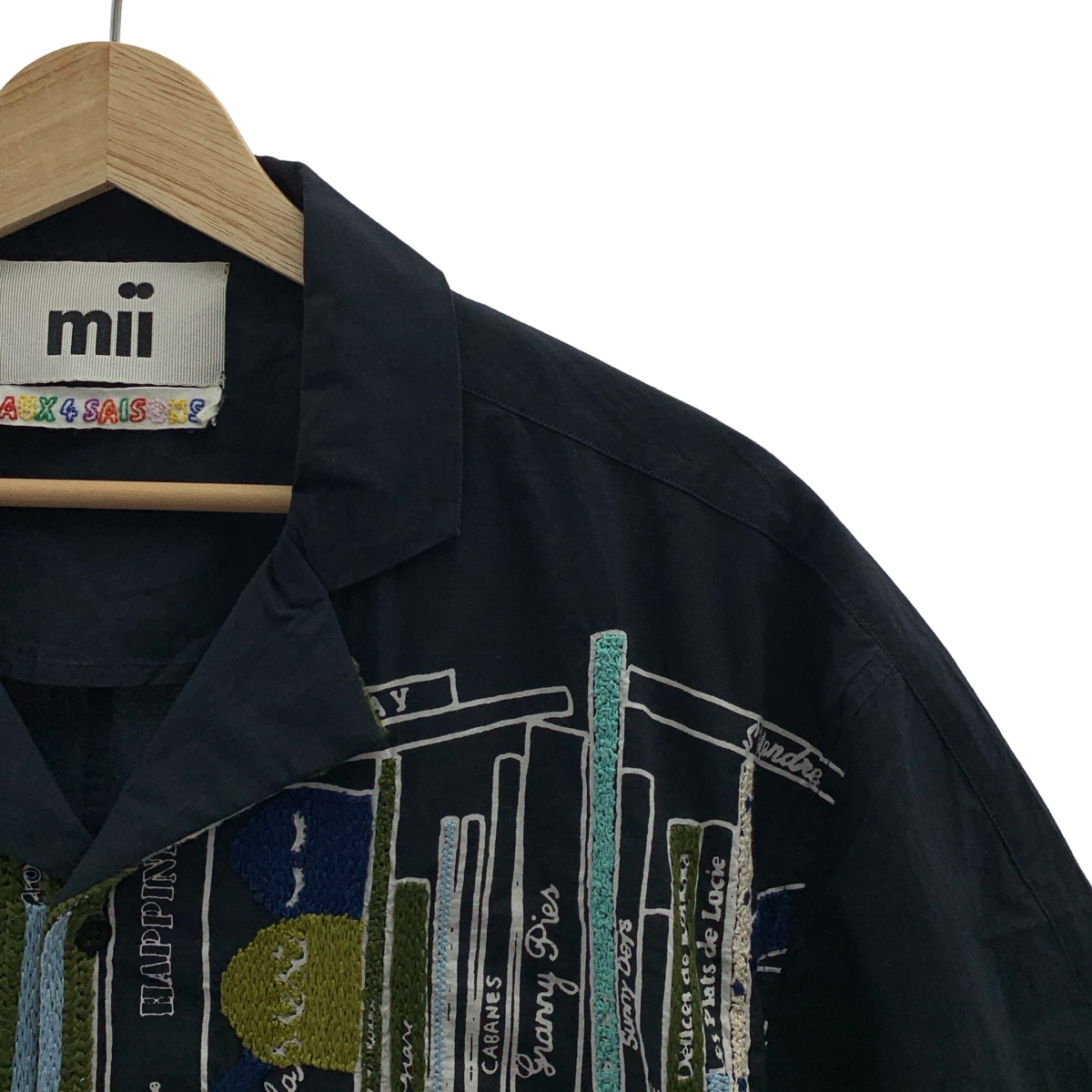 mii / ミー × International Gallery BEAMS 総柄 刺しゅう プリント オープンカラー 半袖シャツ