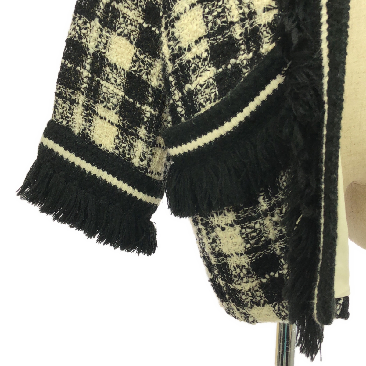 GUCCI / グッチ リゾートコレクション  チェック フリンジ ツイード ノーカラー ジャケット