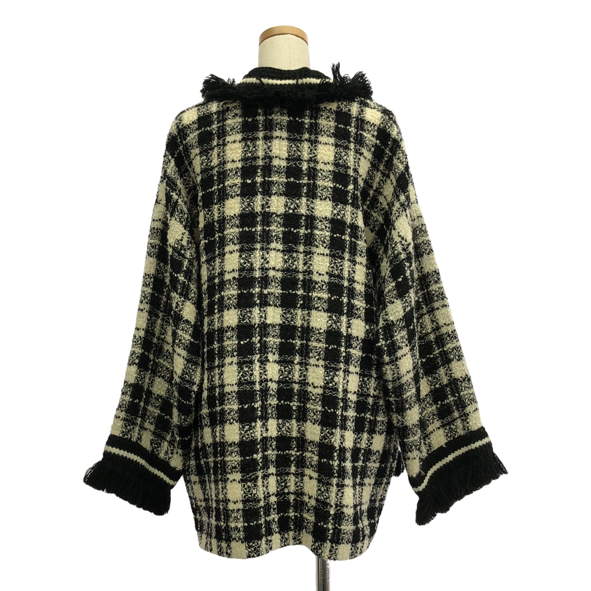 GUCCI / グッチ リゾートコレクション  チェック フリンジ ツイード ノーカラー ジャケット