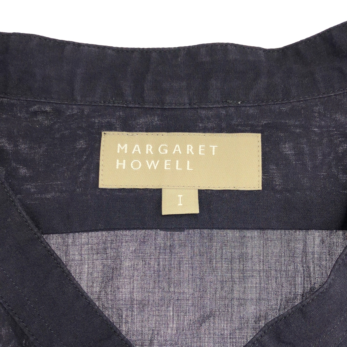 MARGARET HOWELL / マーガレットハウエル コットン バンドカラー ロング シャツ