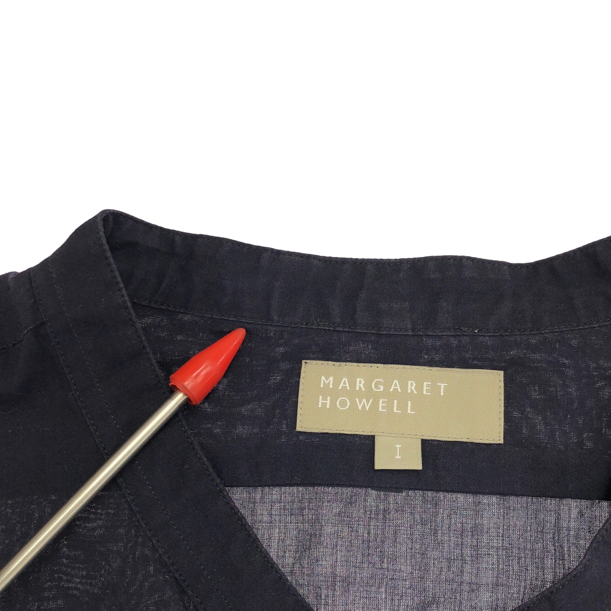 MARGARET HOWELL / マーガレットハウエル コットン バンドカラー ロング シャツ