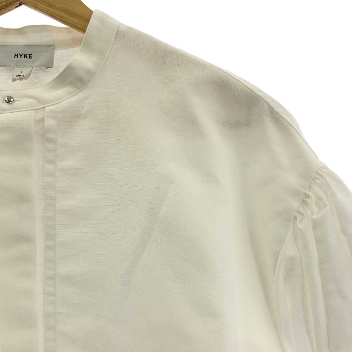 HYKE / ハイク C/L BALLOON SLEEVE BLOUSE リネン コットン バンドカラーシャツ