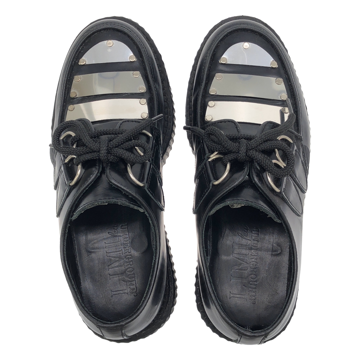 LIMI feu / リミフゥ × UNDER GROUND / アンダーグラウンド レザー プレート装飾 プラットフォーム シューズ 革靴