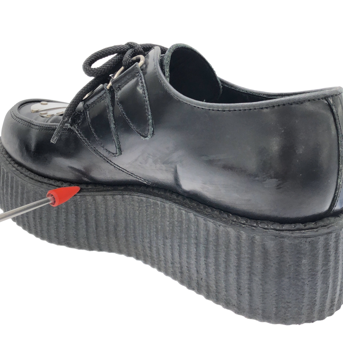 LIMI feu / リミフゥ × UNDER GROUND / アンダーグラウンド レザー プレート装飾 プラットフォーム シューズ 革靴