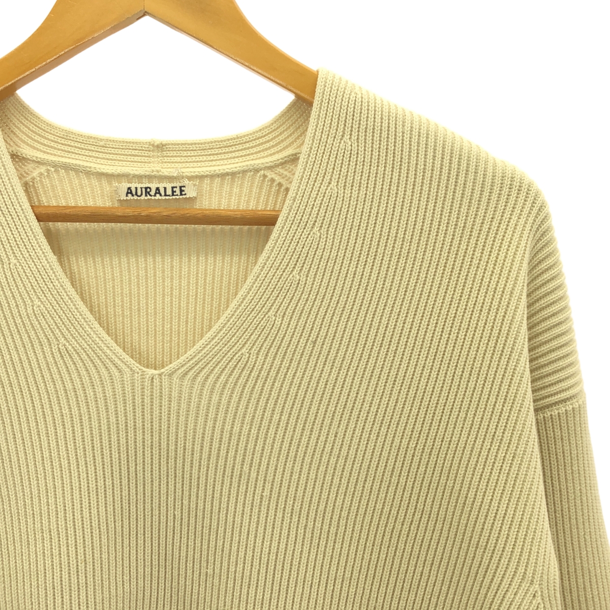 AURALEE / オーラリー SUPER FINE WOOL RIB KNIT V NECK P/O ファインウール リブ Vネックニット