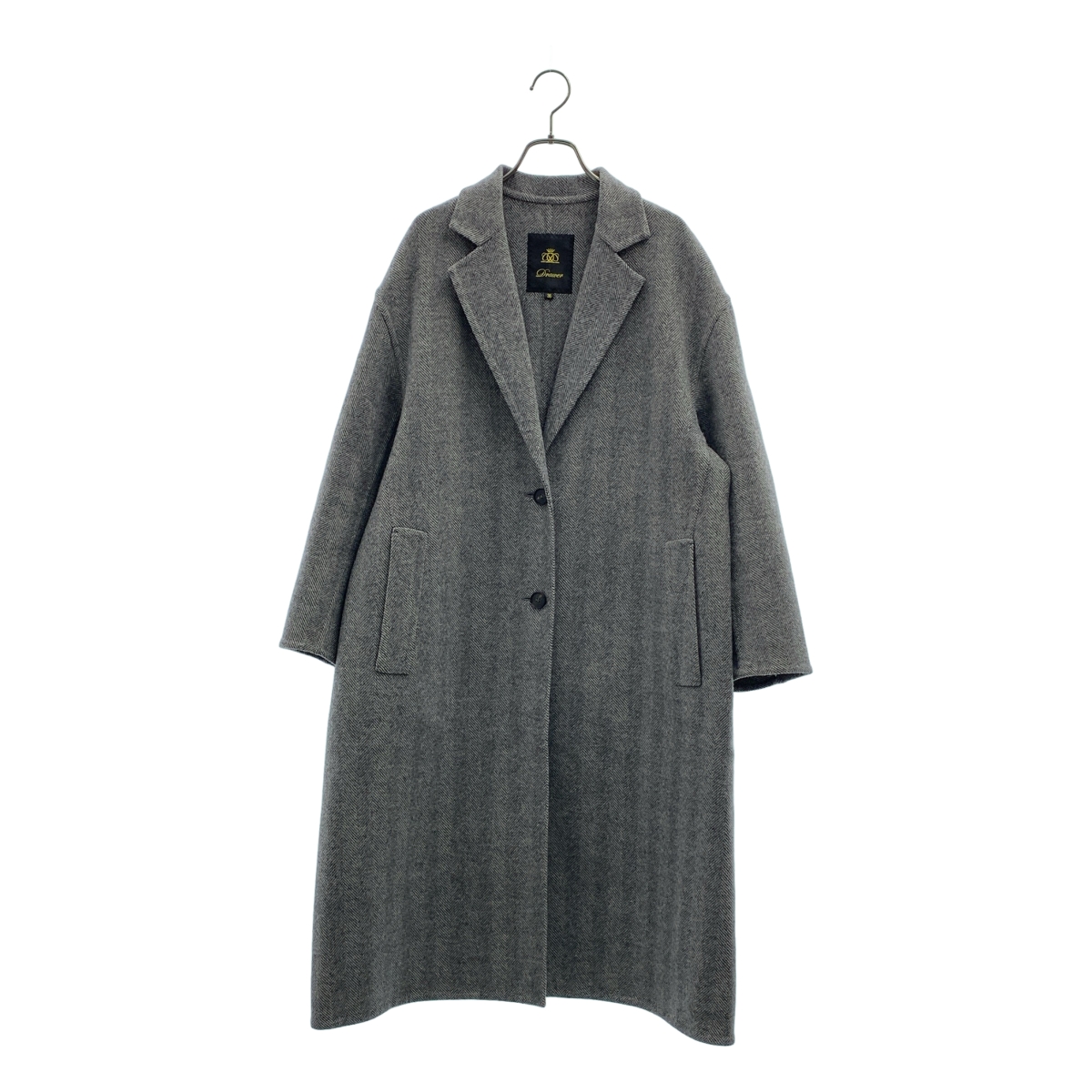 Drawer / ドゥロワー ウール シルク ヘリンボーン チェスターコート