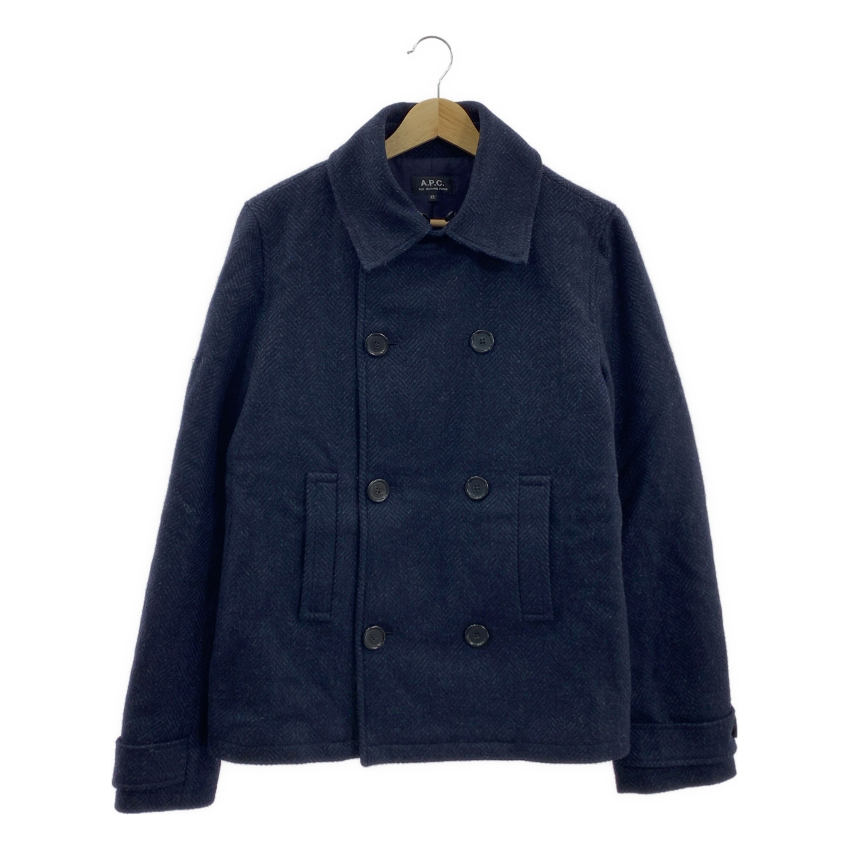 A.P.C. / アーペーセー 襟ムートン ヘリンボーンツイード Pコート ピーコート