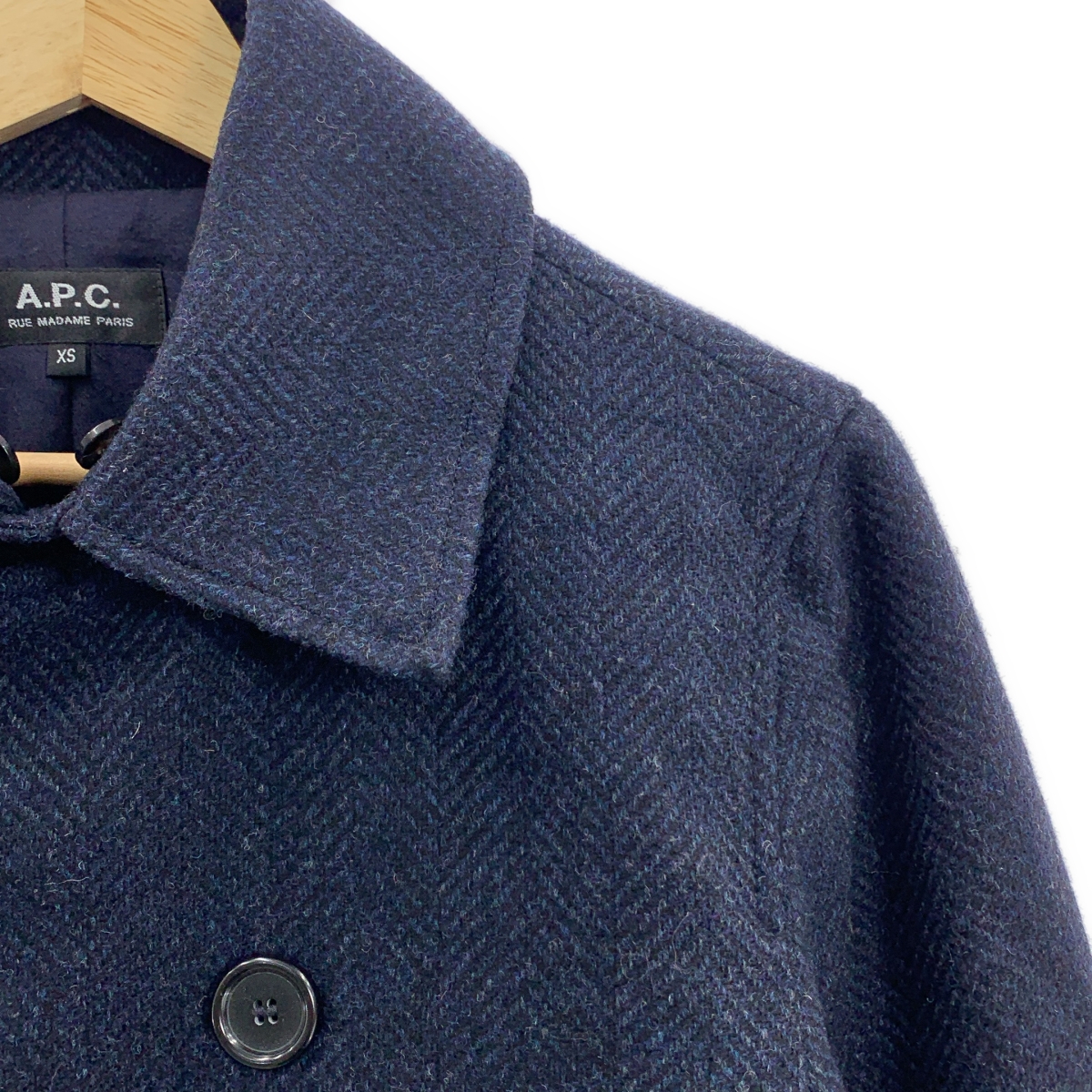 A.P.C. / アーペーセー 襟ムートン ヘリンボーンツイード Pコート ピーコート