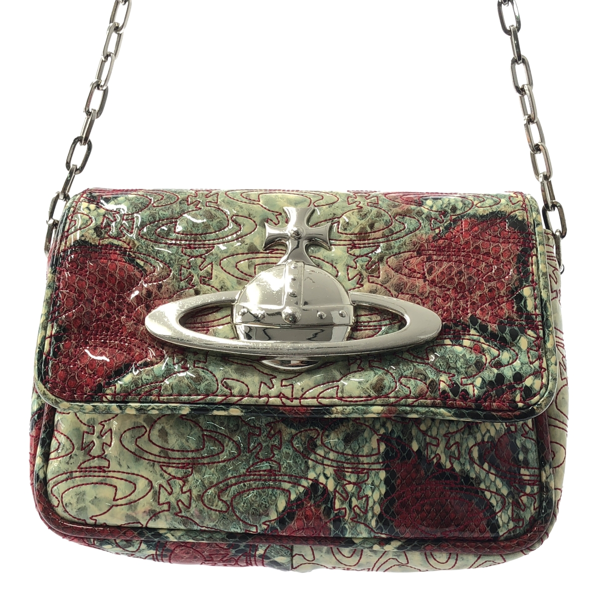 Vivienne Westwood / ヴィヴィアンウエストウッド オーブ パテントレザー パイソン柄 ショルダーバッグ