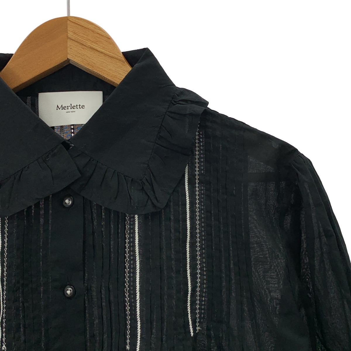 MERLETTE / マーレット ピンタック ビッグカラー シャツ ブラウス