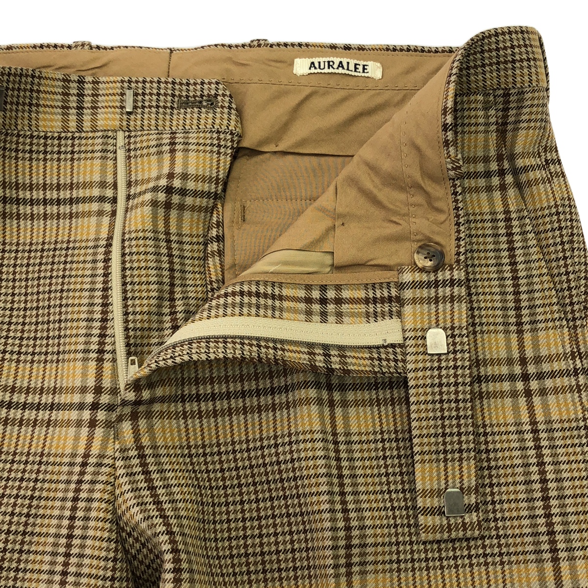 AURALEE / オーラリー WOOL SERGE CHECK NARROW SLACKS チェック スラックス