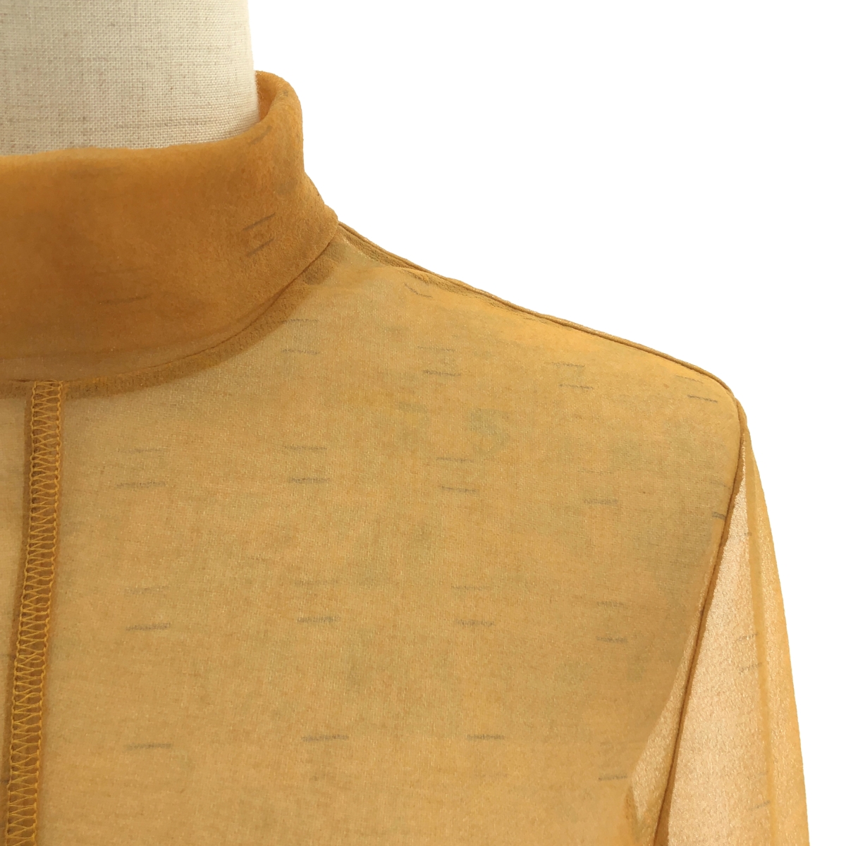 Mame Kurogouchi / マメクロゴウチ Marble Printed Plaid Sheer High Neck Top マーブルプリンテッド プレイド シアー ハイネック カットソー