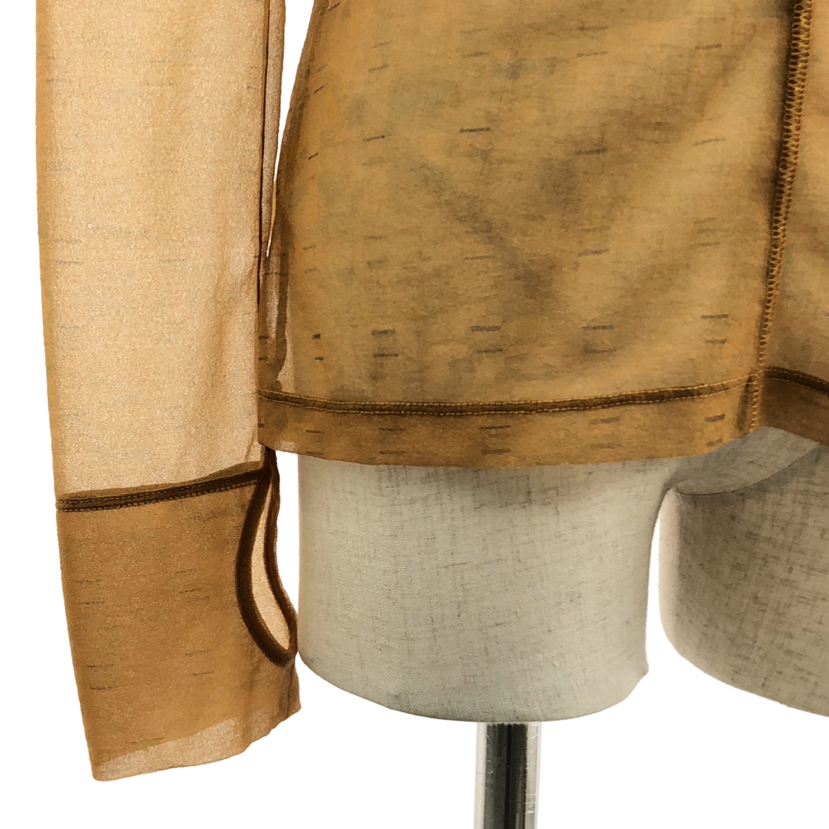 Mame Kurogouchi / マメクロゴウチ Marble Printed Plaid Sheer High Neck Top マーブルプリンテッド プレイド シアー ハイネック カットソー