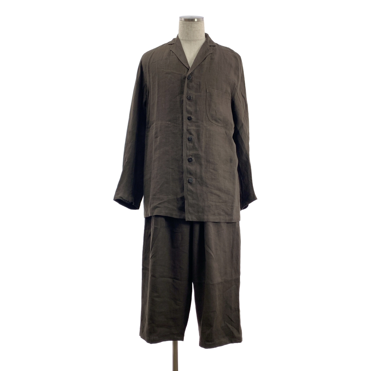 JURGEN LEHL / ヨーガンレール リネン シングルブレスト ジャケット / ドローストリング ワイド イージーパンツ