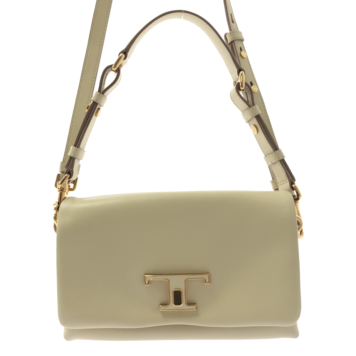 TOD'S / トッズ レザー T タイムレス フラップ  ショルダーバッグ