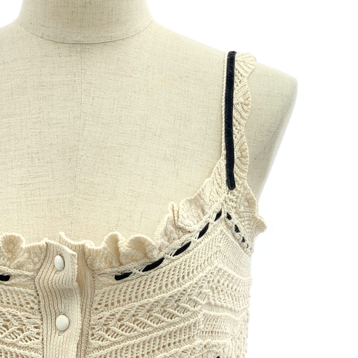 その他 lace up ribbon knit camisole / コットン レースアップ ニット キャミソール ビスチェ トップス