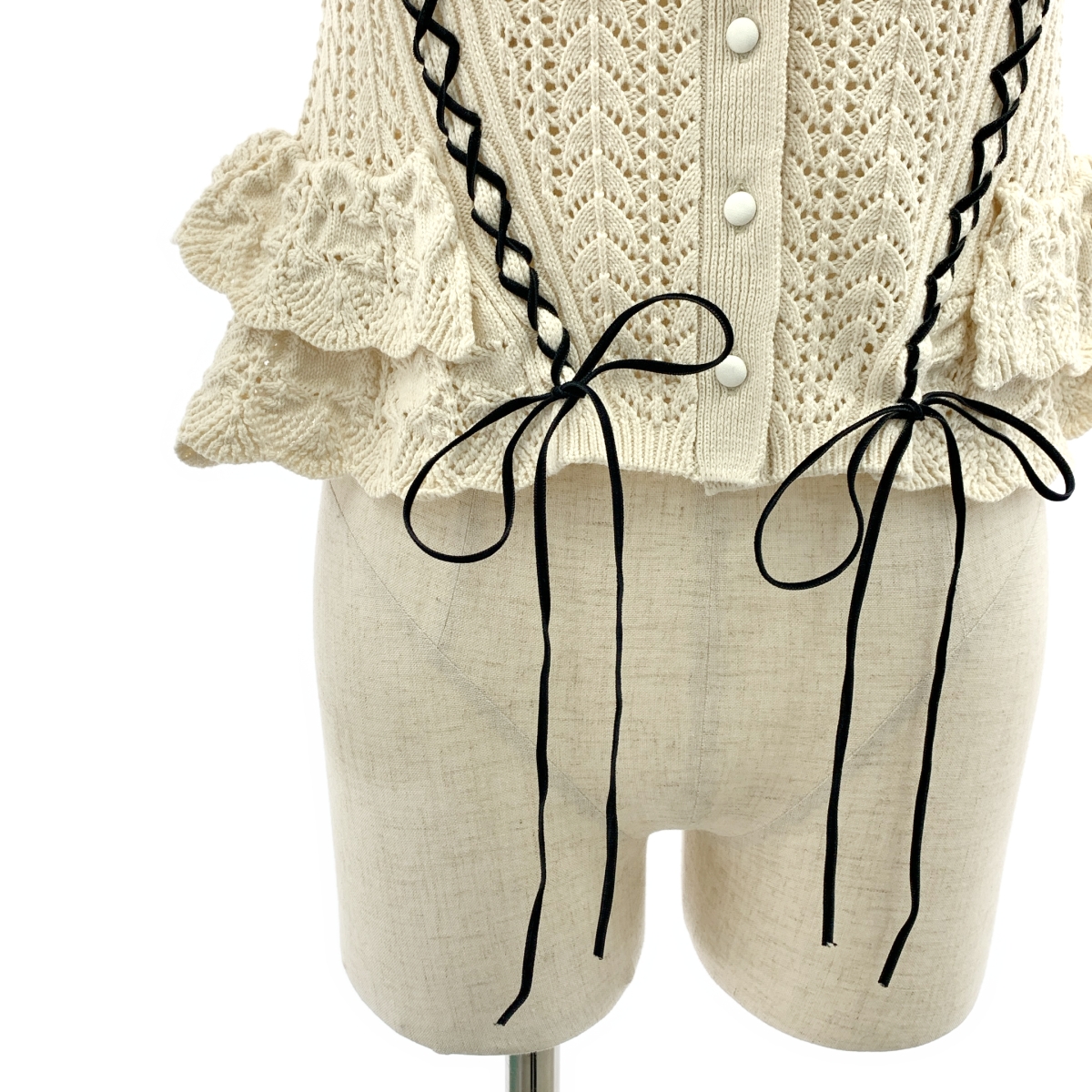 その他 lace up ribbon knit camisole / コットン レースアップ ニット キャミソール ビスチェ トップス