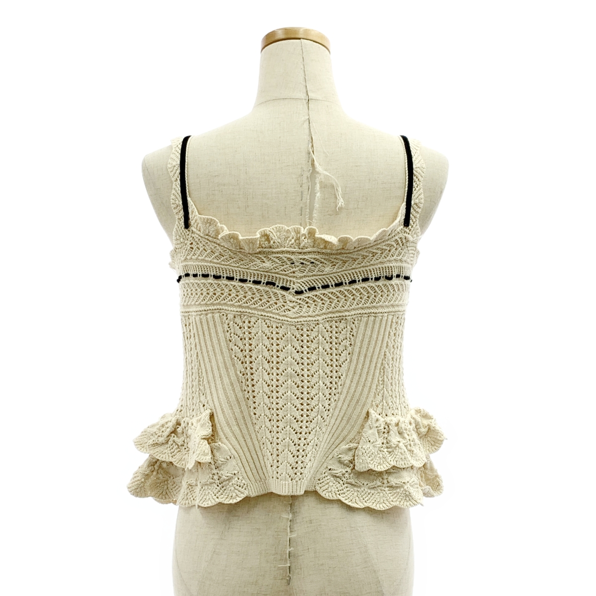 その他 lace up ribbon knit camisole / コットン レースアップ ニット キャミソール ビスチェ トップス