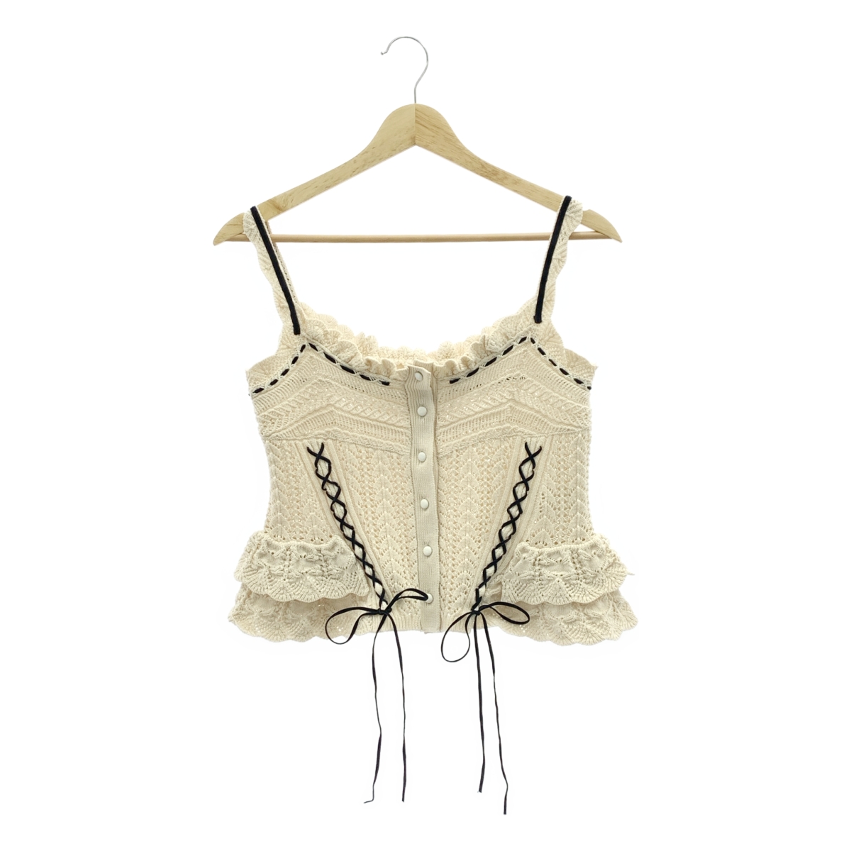 その他 lace up ribbon knit camisole / コットン レースアップ ニット キャミソール ビスチェ トップス