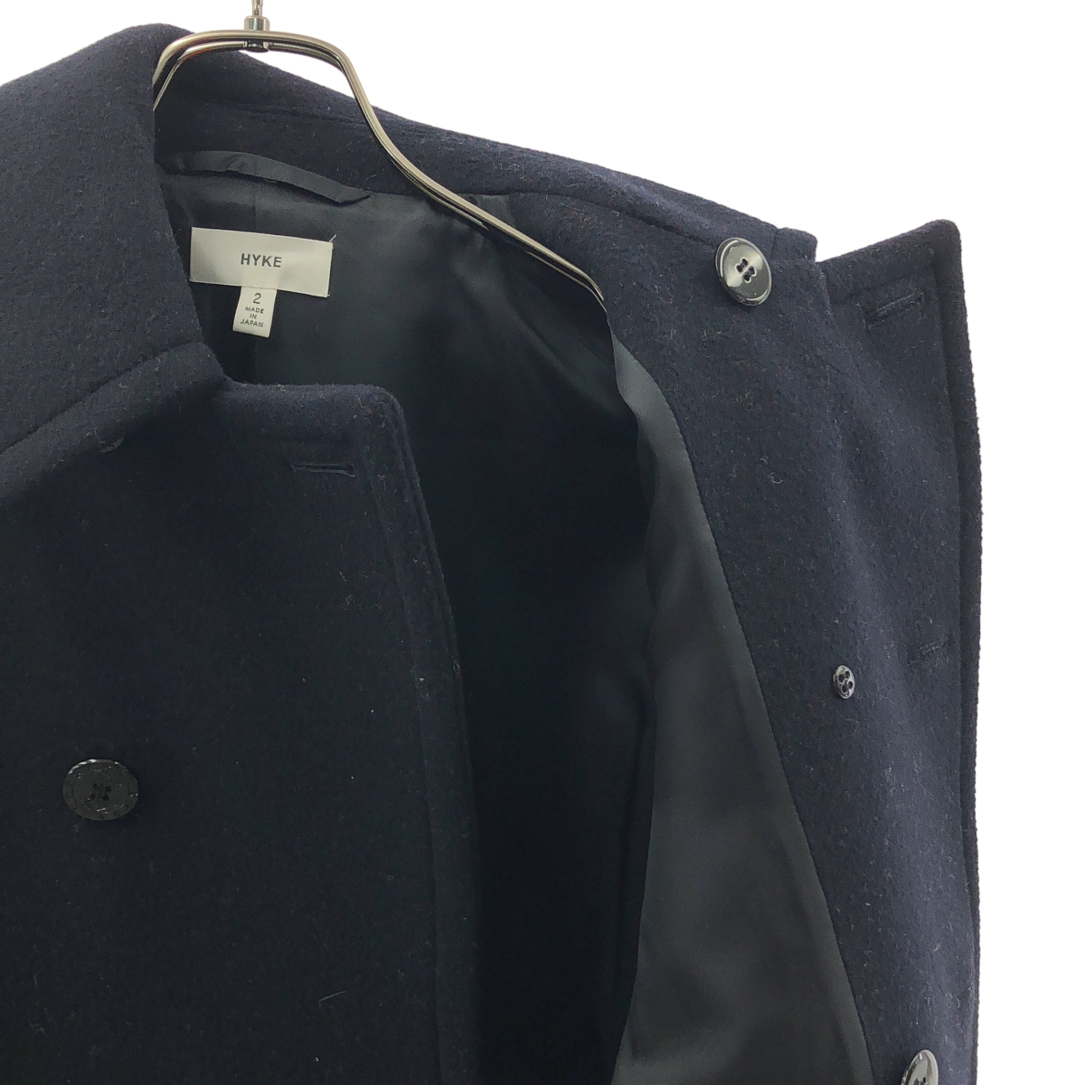 HYKE / ハイク ウールメルトン ロング ピーコート