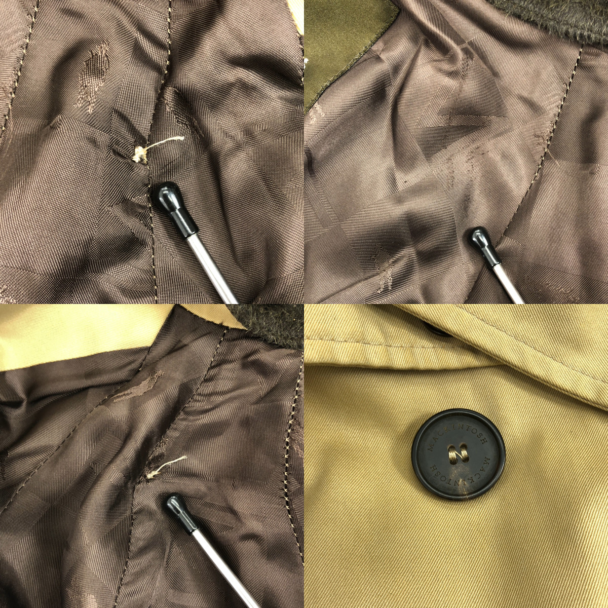 MACKINTOSH / マッキントッシュ 着脱可シャギーカラー ベルテッド トレンチコート / ロゴ総裏地