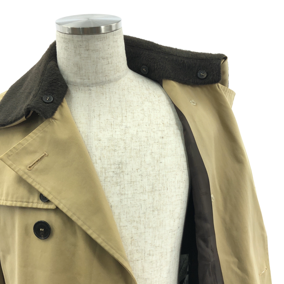 MACKINTOSH / マッキントッシュ 着脱可シャギーカラー ベルテッド トレンチコート / ロゴ総裏地