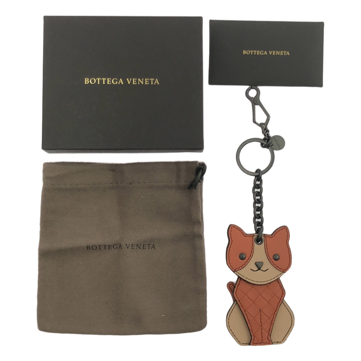 BOTTEGA VENETA / ボッテガヴェネタ キャットモチーフ イントレチャート キーホルダー