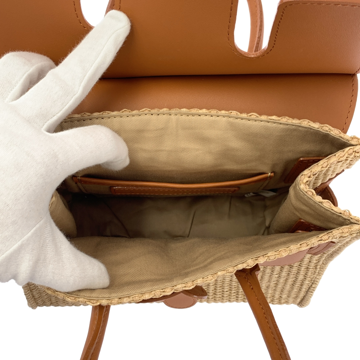 VIOLAd'ORO / ヴィオラドーロ レザー切替 カゴ ハンドバッグ