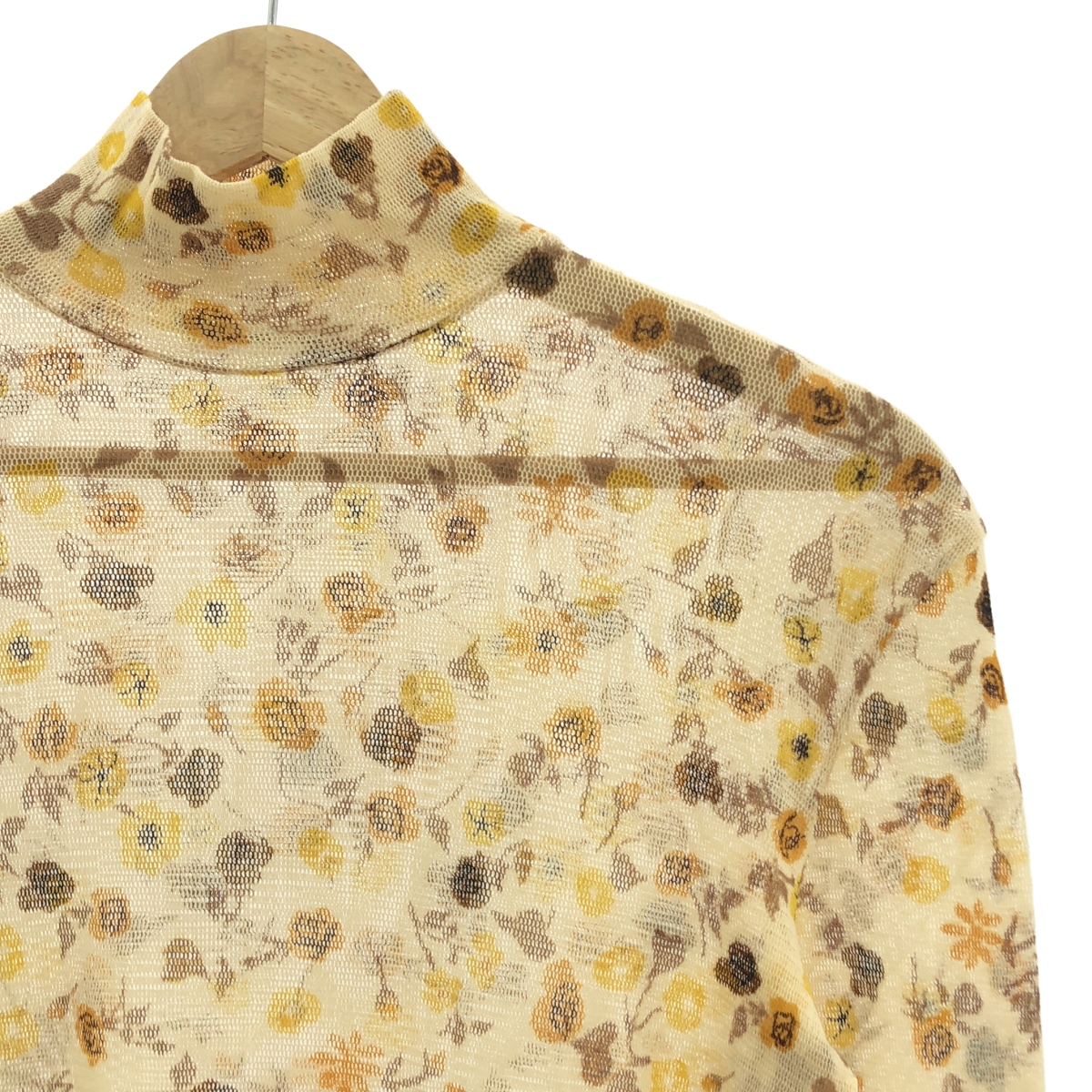 FUMIKA UCHIDA / フミカウチダ FLOWER PRINTED TULLE HIGH-NECK TOP フラワー プリント チュール ハイネック トップ