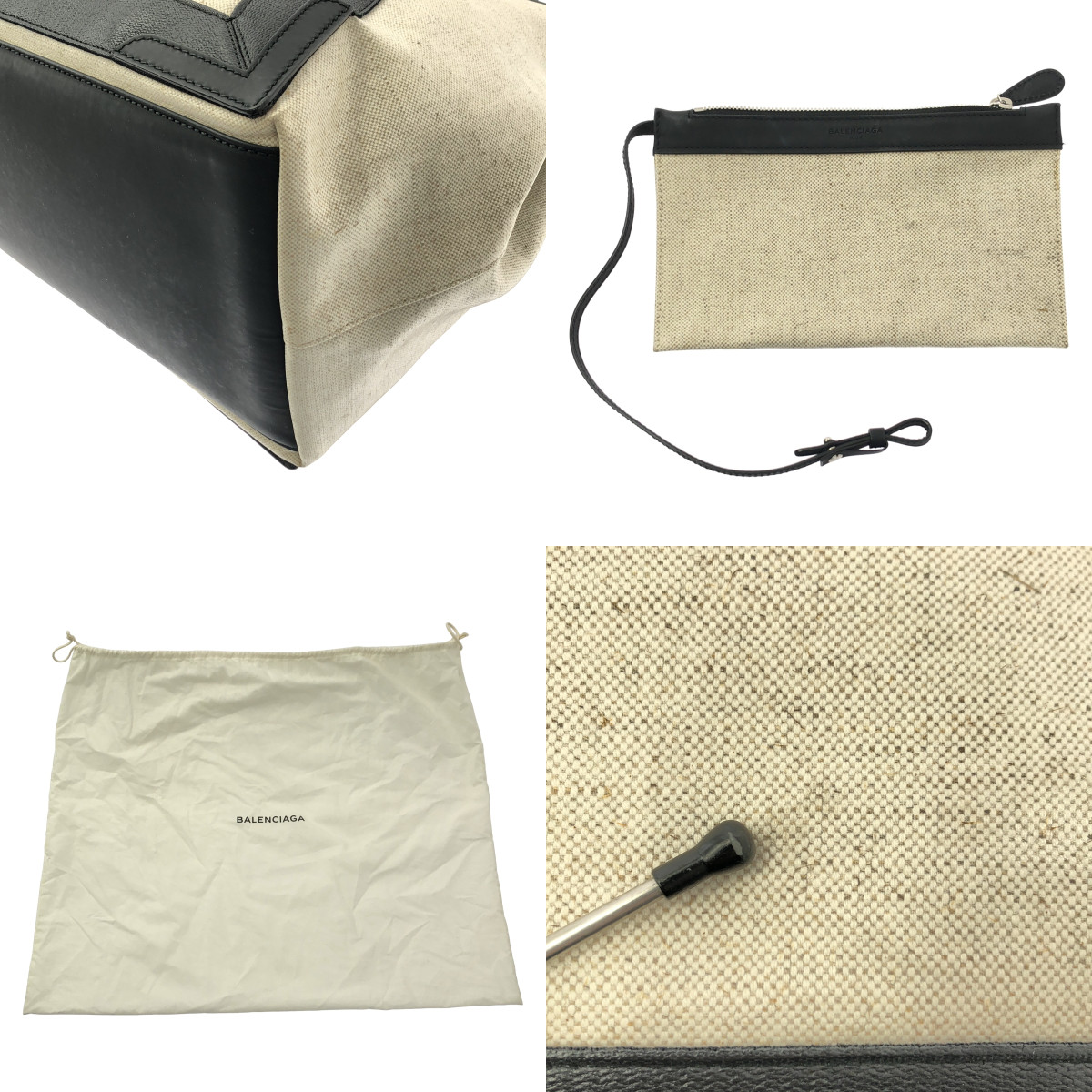 BALENCIAGA / バレンシアガ ネイビー カバス M コーティング キャンバス ロゴ トートバッグ 339936