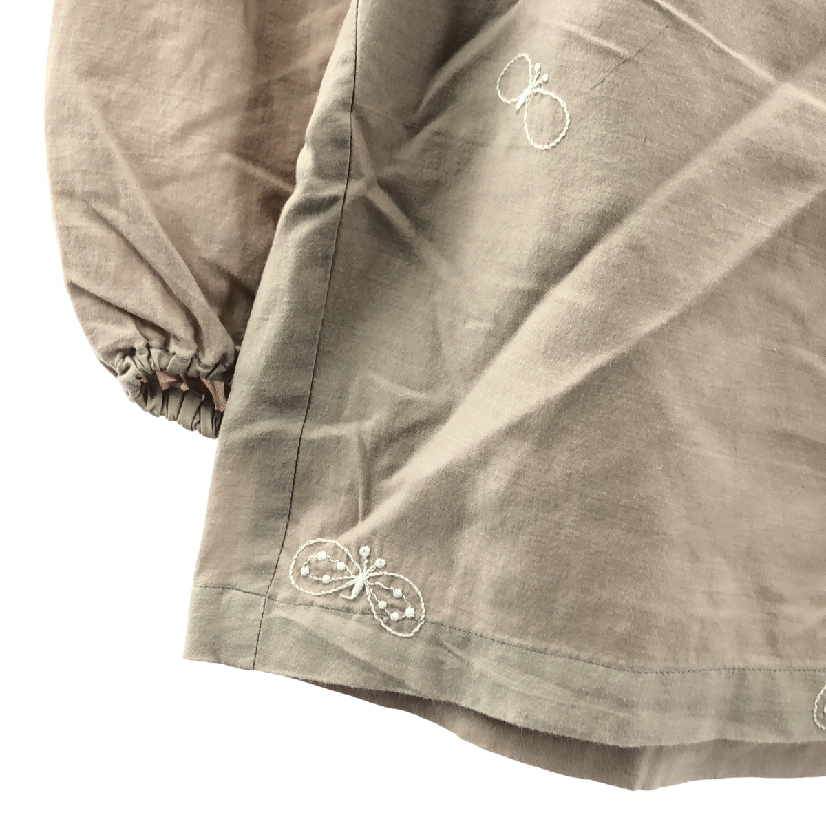 mina perhonen / ミナペルホネン choucho / ちょうちょ エンブロイダリー ギャザー 丸襟 シャツ ブラウス