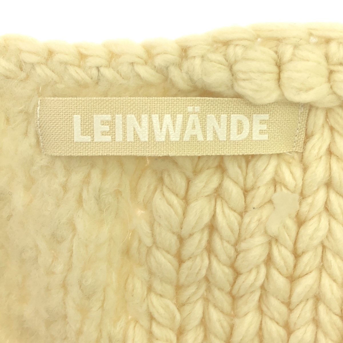 LEINWANDE / ラインヴァンド ウール フリンジ パッチワーク ハンドニット カーディガン