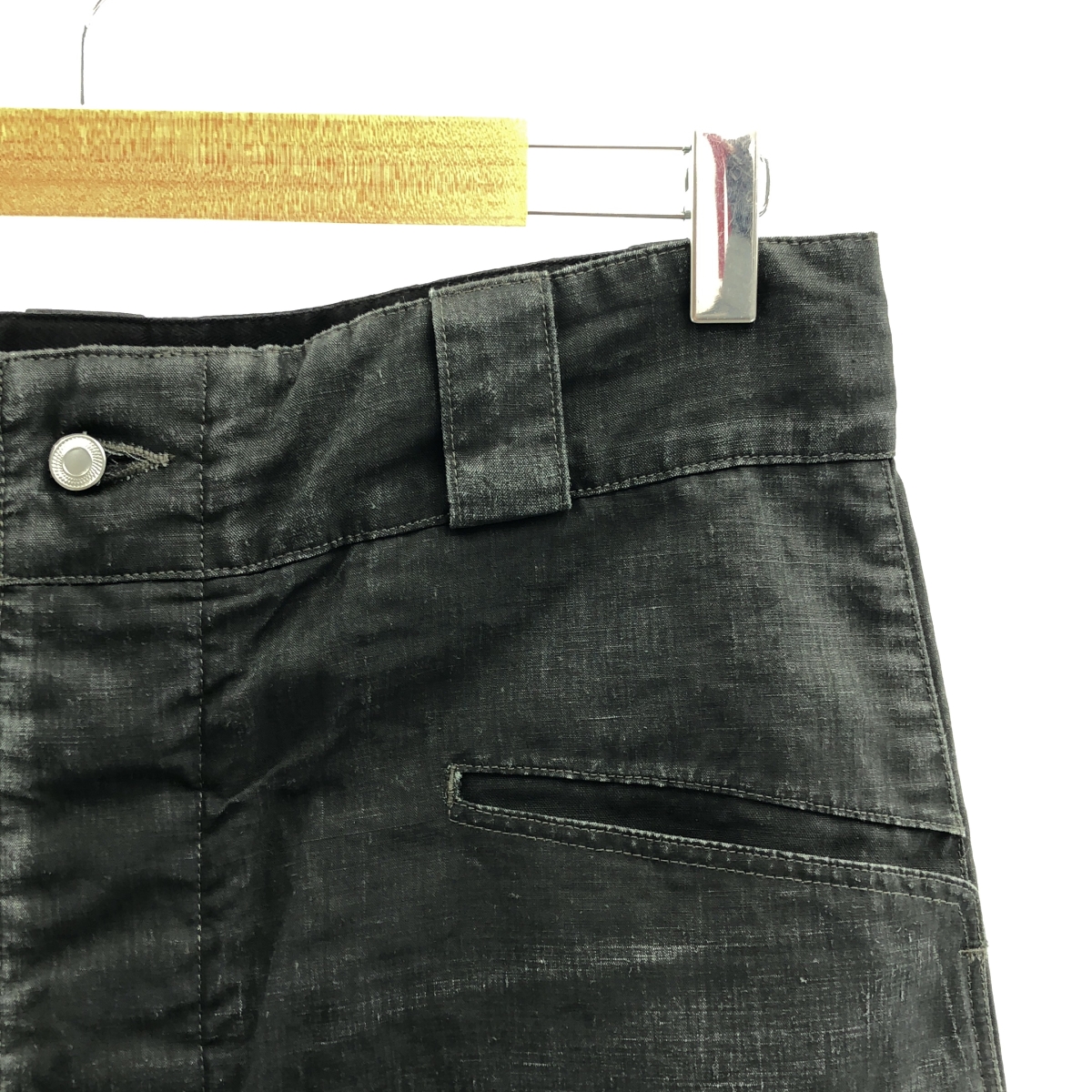 A.PRESSE / アプレッセ Vintage Black Linen Trousers / リネン ワイド トラウザーズ パンツ