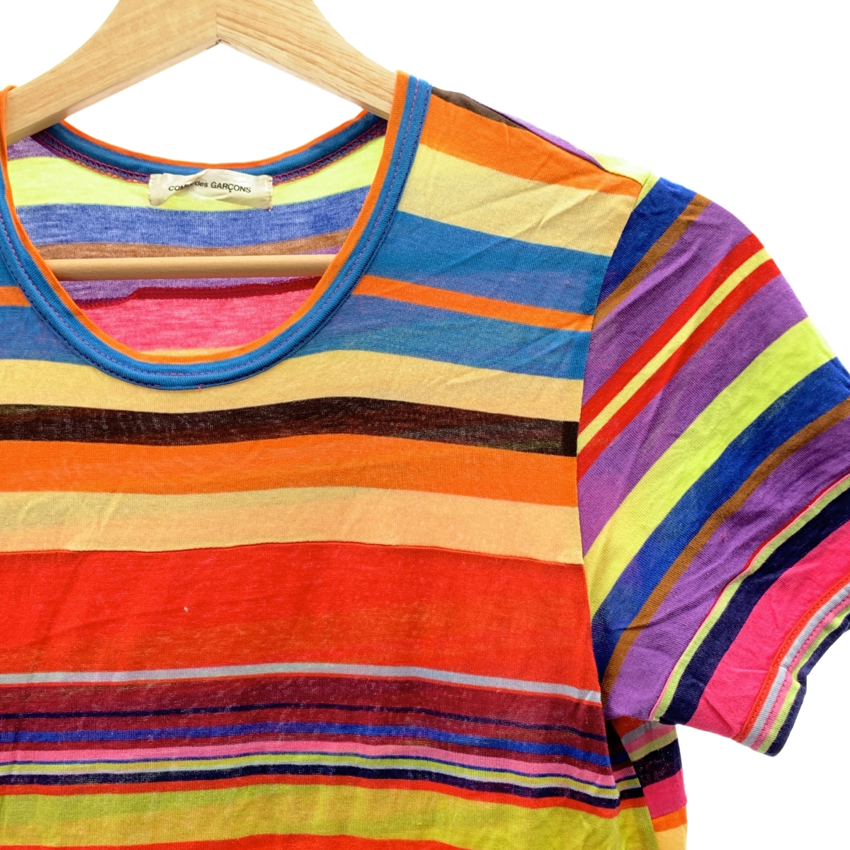 COMME des GARCONS / コムデギャルソン 90s 裾フリル 切替 ボーダー コットン ロングワンピース