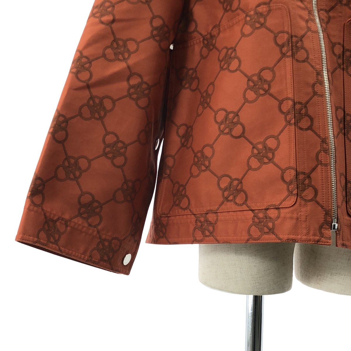 HERMES / エルメス Printed Canvas Snap Button Detail Hooded Jacket / 総柄 セリエボタン ジャケット ブルゾン フーディ