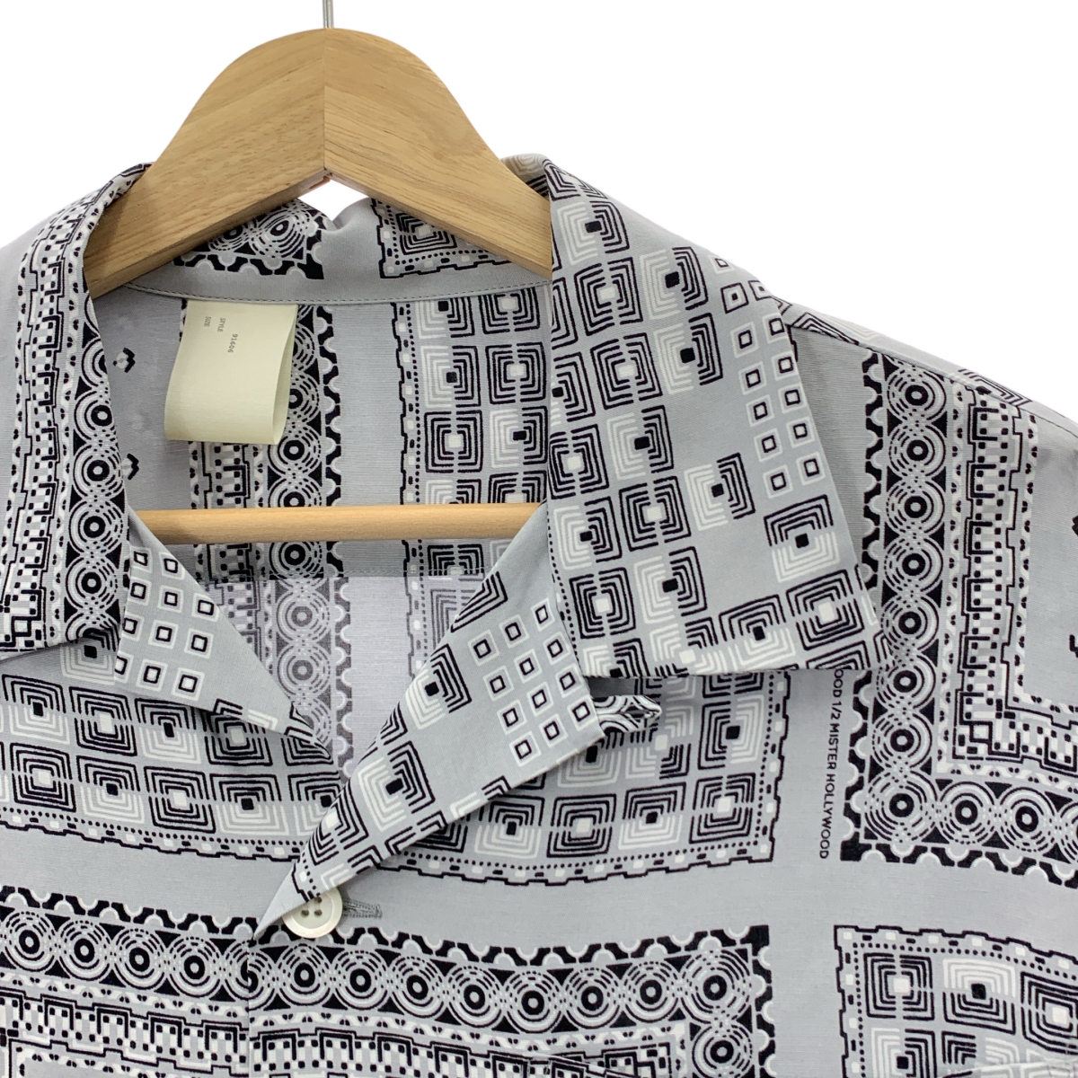 N.HOOLYWOOD / エヌハリウッド GEOMETRIC PATTERN OPEN COLLAR LONG SLEEVE SHIRT ドロップショルダー ボックスシルエット オープンカラー シャツ