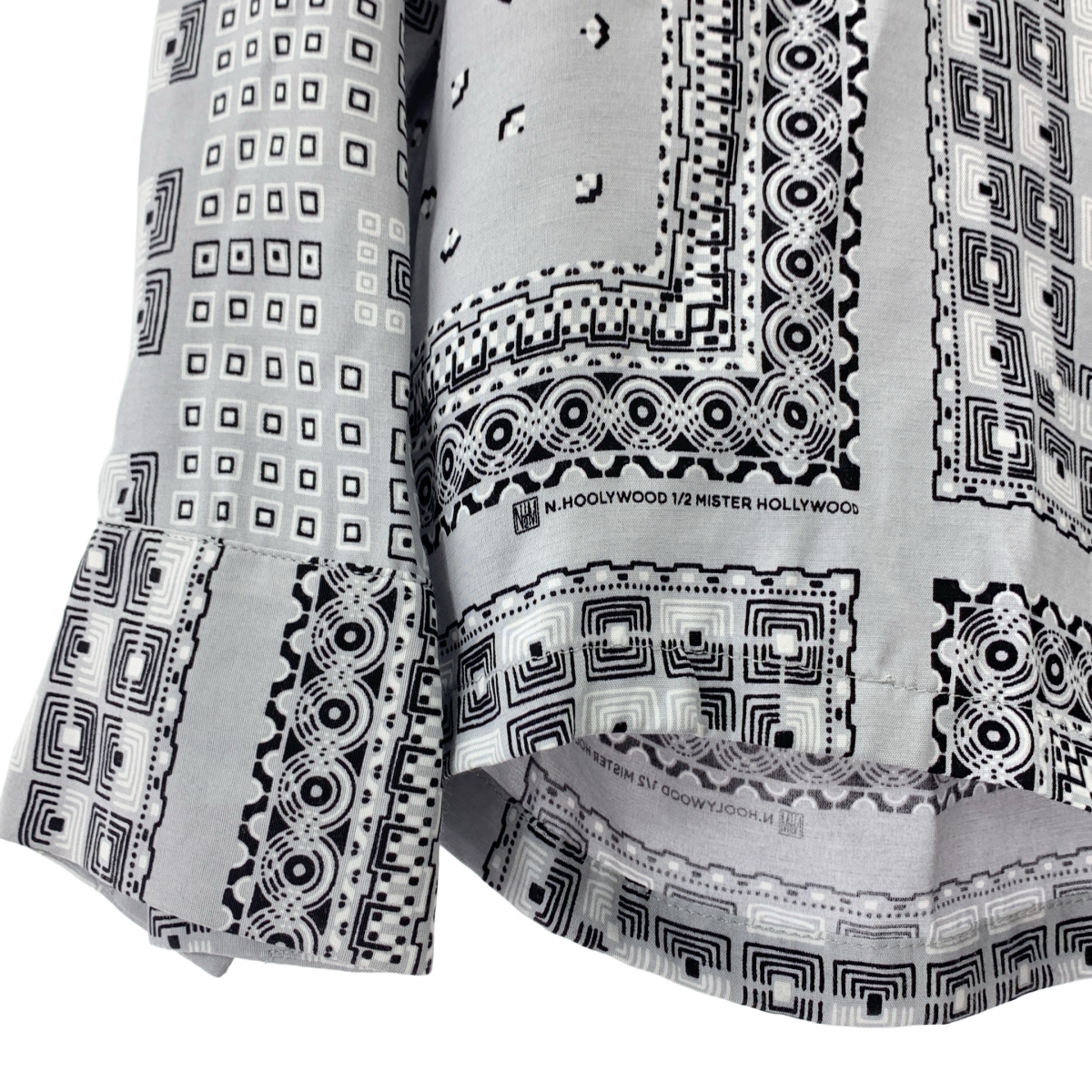 N.HOOLYWOOD / エヌハリウッド GEOMETRIC PATTERN OPEN COLLAR LONG SLEEVE SHIRT ドロップショルダー ボックスシルエット オープンカラー シャツ