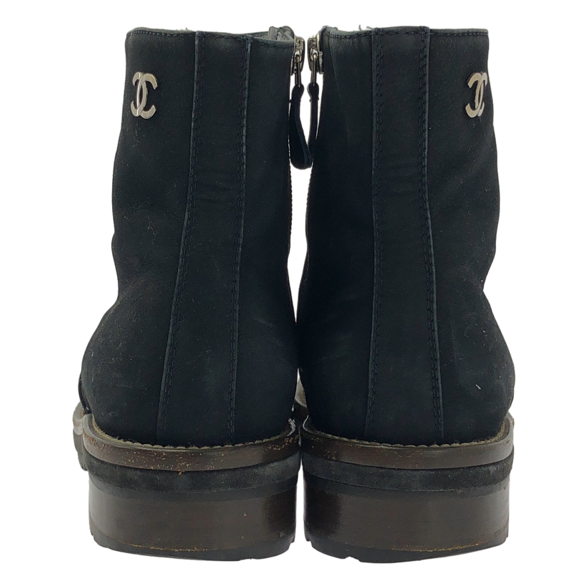 CHANEL / シャネル レザー ココマーク サイドジップ ショートブーツ