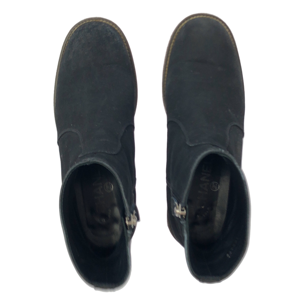 CHANEL / シャネル レザー ココマーク サイドジップ ショートブーツ