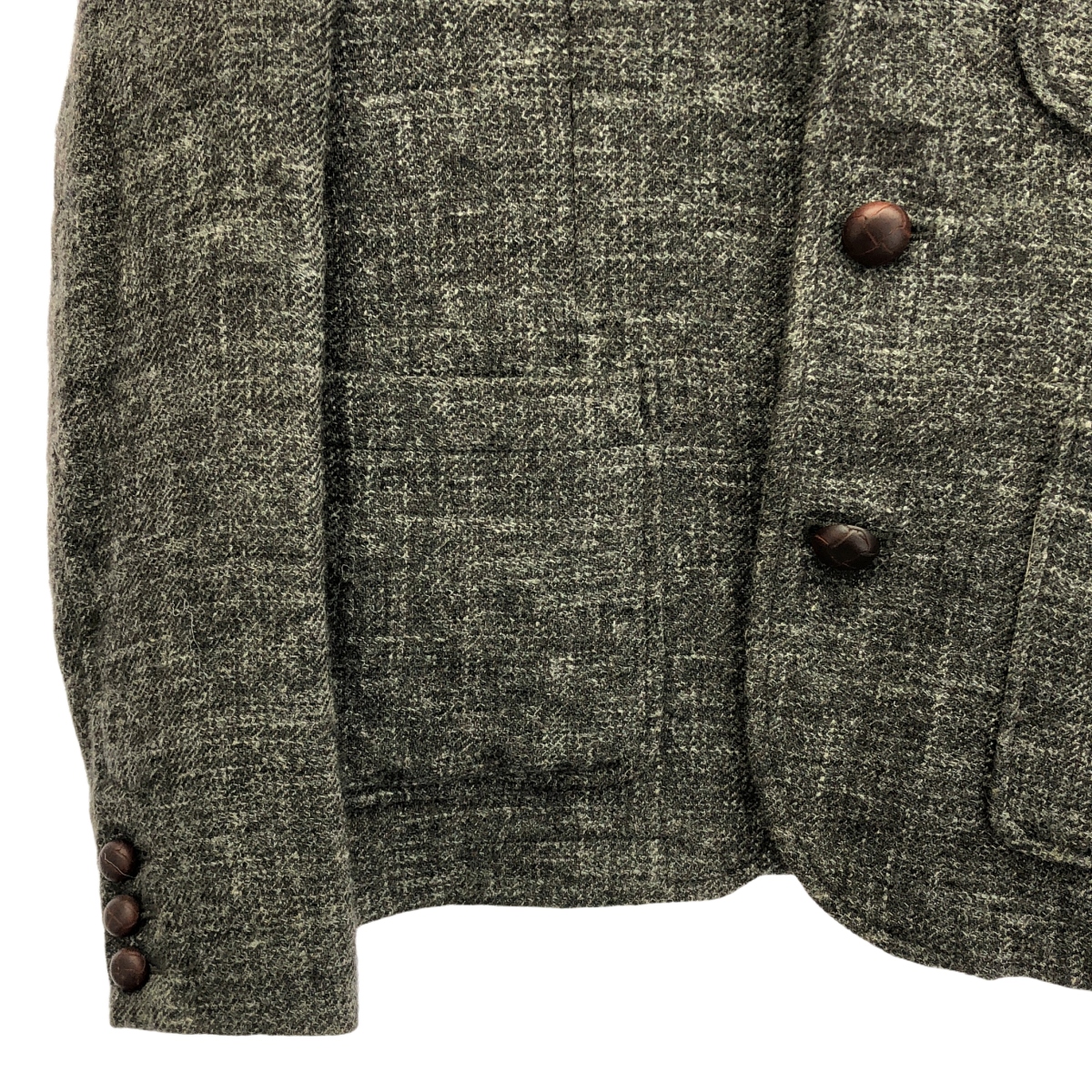 nest robe / ネストローブ ウール ツイード くるみボタン シングルジャケット / 総裏地