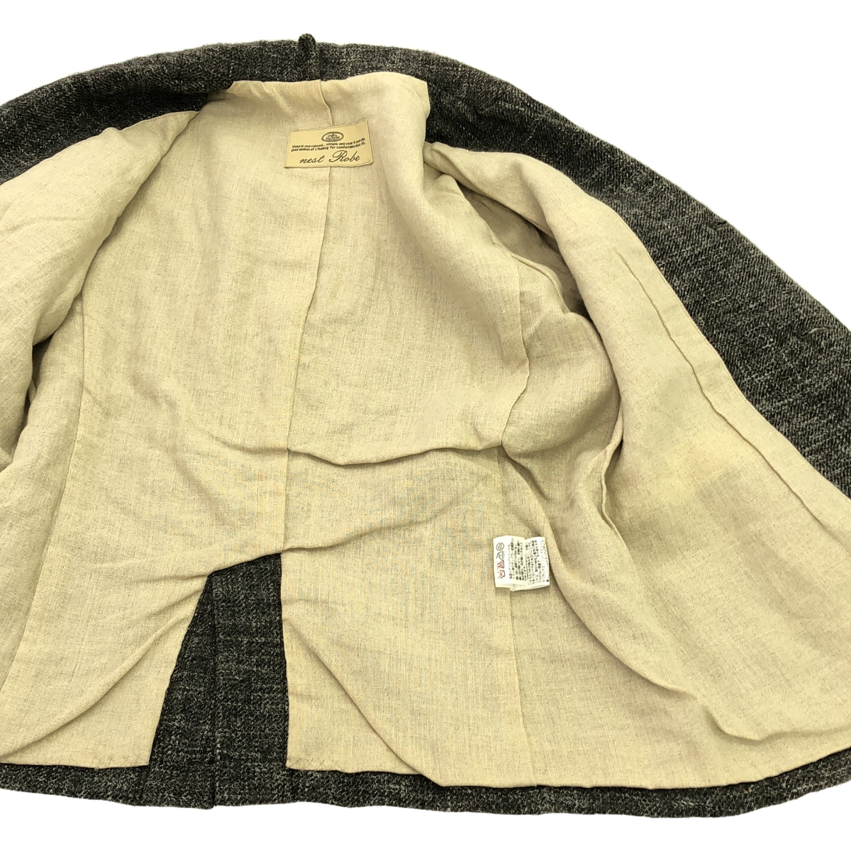 nest robe / ネストローブ ウール ツイード くるみボタン シングルジャケット / 総裏地
