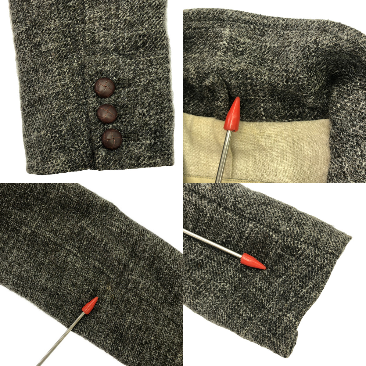 nest robe / ネストローブ ウール ツイード くるみボタン シングルジャケット / 総裏地